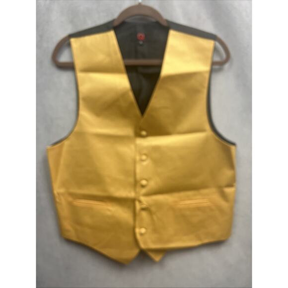 Q Brand Italian Design Size Small 5 Button Gold Black Mens Dress Vest - Picture 7 of 9